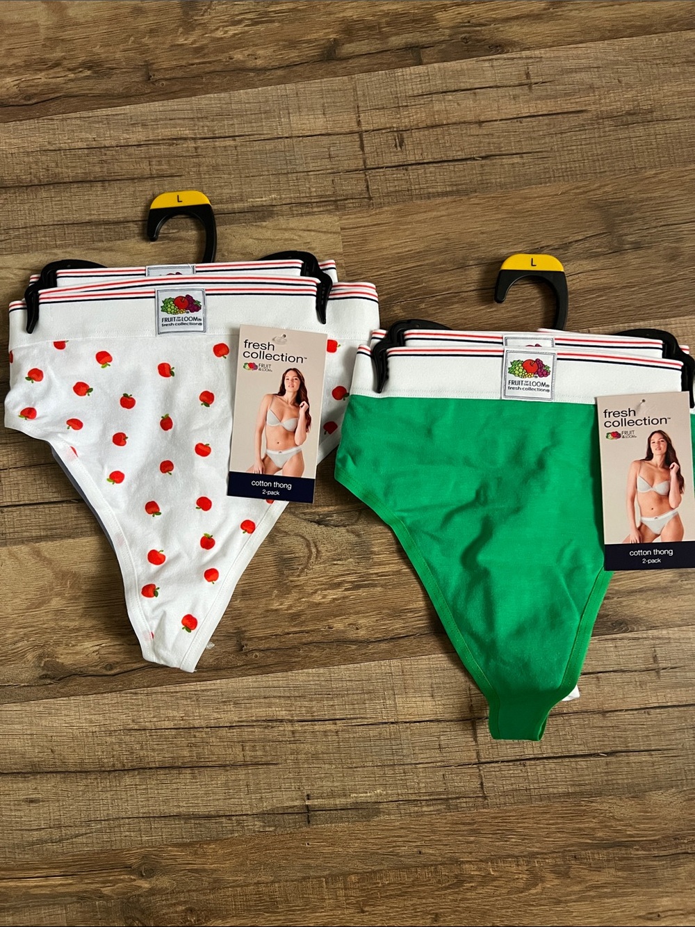 New Fruit of the Loom Green, apple orchard Cotton Thong size Large 4pk